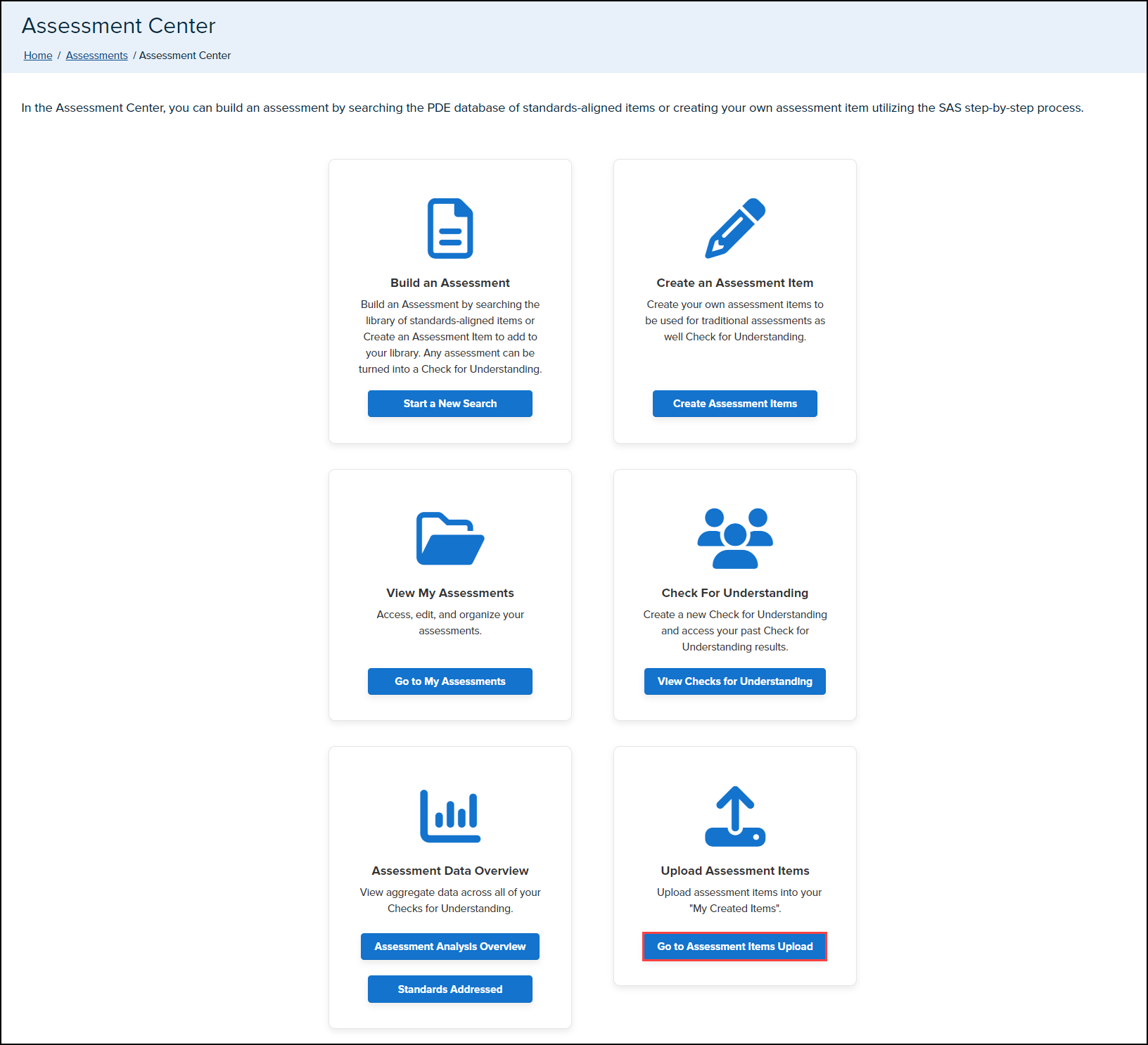 Assessment Item Uploader – SAS Help Desk