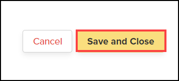 save and close button highlighted