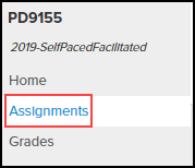 P D center course side bar menu with assignments button highlighted