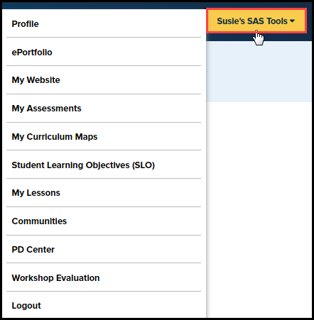 SAS tools menu expanded with SAS tools button highlighted