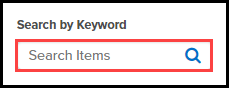 assessment item search page with keyword search highlighted
