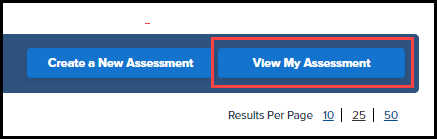 assessment item search results page with view my assessment button highlighted