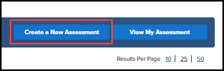 assessment item search results page with create a new assessment button highlighted