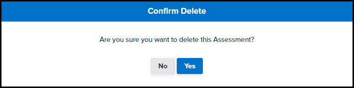 confirm delete pop-up window displaying yes and no buttons