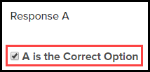 multiple choice response section of the content step with the correct option checkbox selected and highlighted