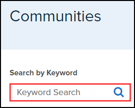 communities keyword search box highlighted