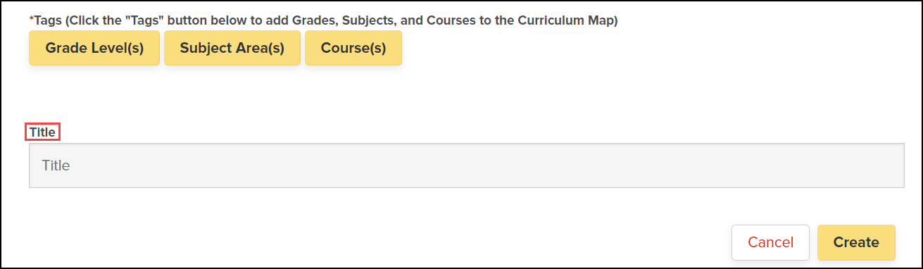 add a district curriculum map screen with title field highlighted